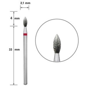 Ponteira Diamantada DUOTTI - Lágrima/Gota - 2,1mm  - Vermelha