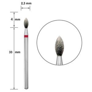 Ponteira Diamantada DUOTTI - Lágrima/Gota - 2,3mm  - Vermelha