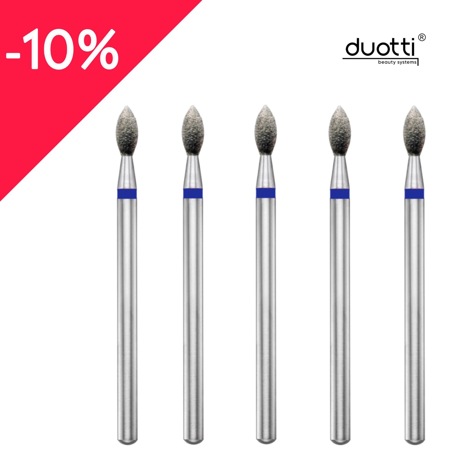 Kit de 5 Ponteiras Diamantadas DUOTTI - Lágrima/Gota - Azul - Diâmetro 2,3mm