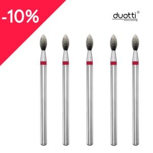 Kit de 5 Ponteiras Diamantadas DUOTTI - Lágrima/Gota - Vermelha - Diâmetro 2,3mm